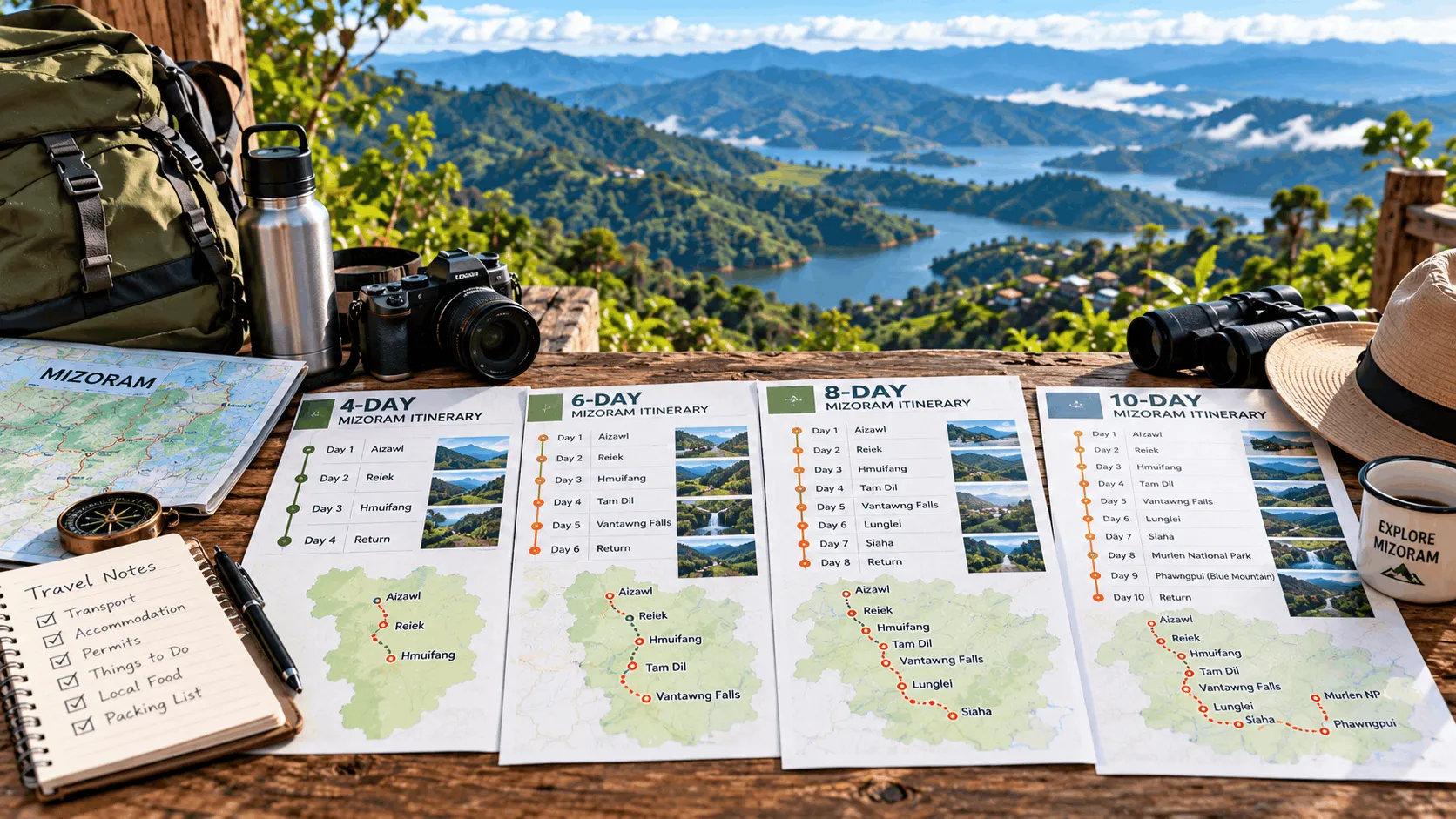 Mizoram Travel Itineraries: 4, 6, 8 & 10-Day Routes